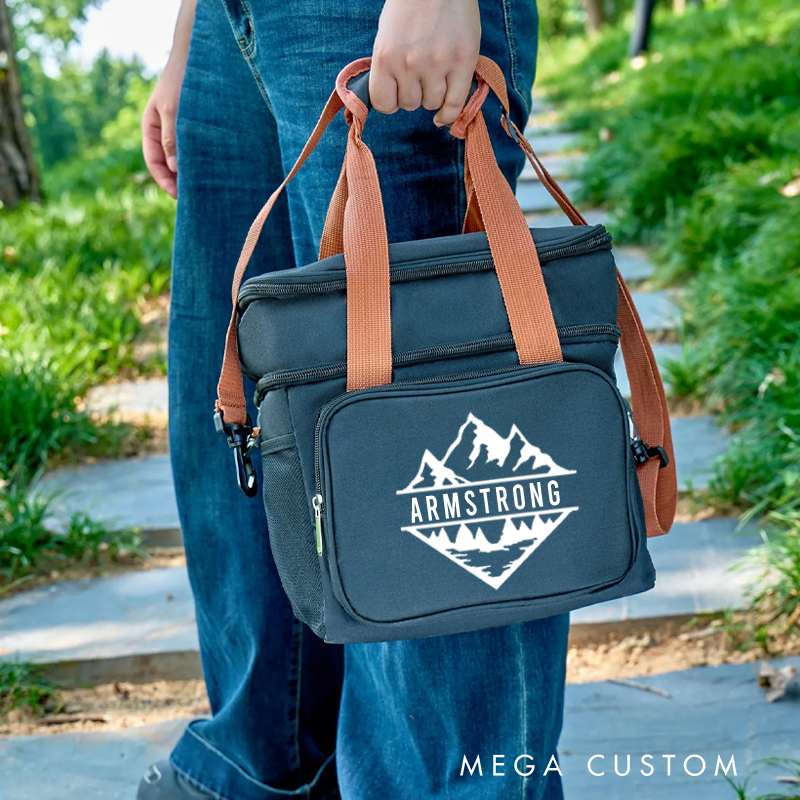 Personalized Mountain Cooler Bag Custom Camping Hiking Picnics Cooler Bag Outdoor Adventure Bag Gift for Camper