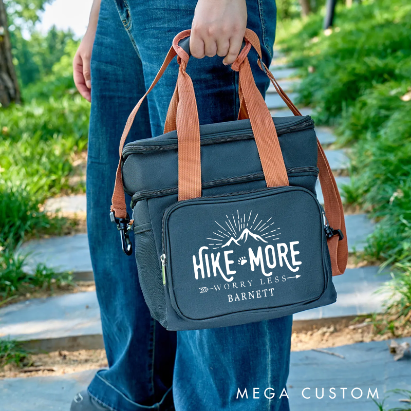 Personalized Hike More Worry Less Outdoor Cooler Bags Custom Camping Picnics Cooler Bag Gift for Camper Hiker