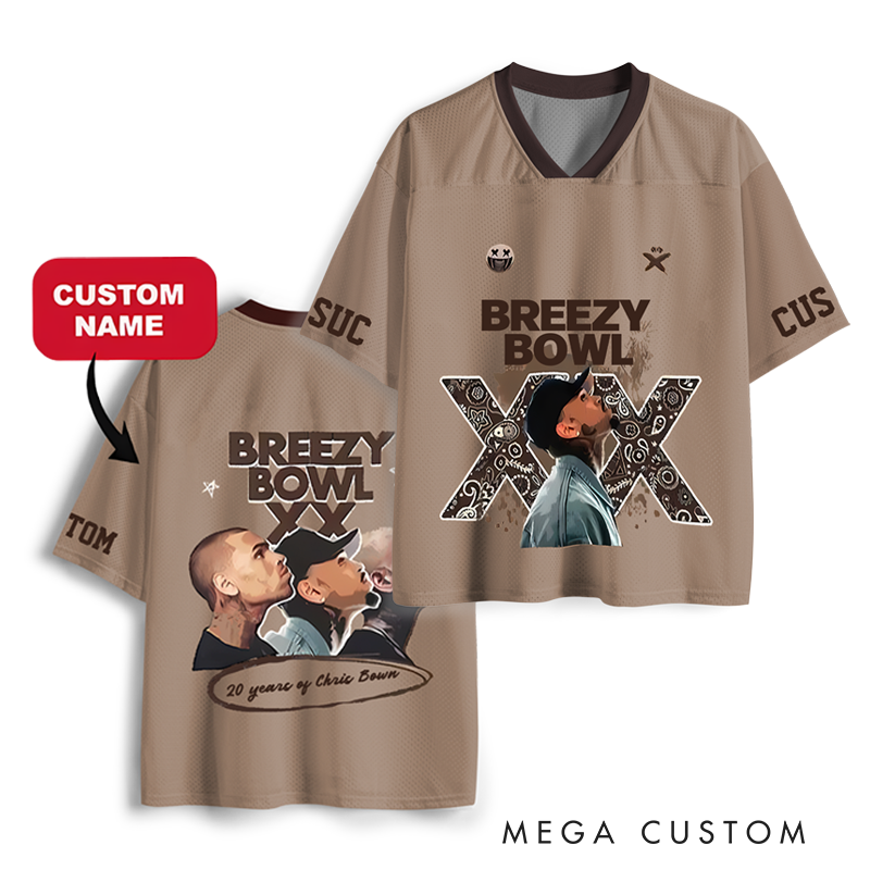 Personalized Football Brown 20 Football Jersey Mesh Concert Outfit Concert Shirt