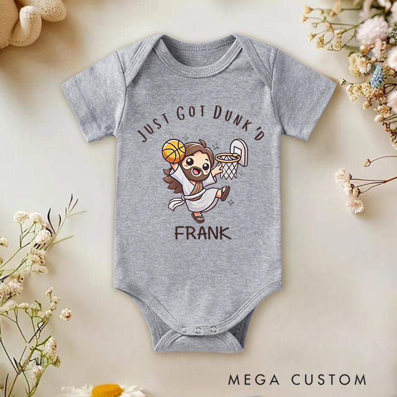 Personalized Just Got Dunk'd Baptism Baby Onesie Gift for Baby Shower