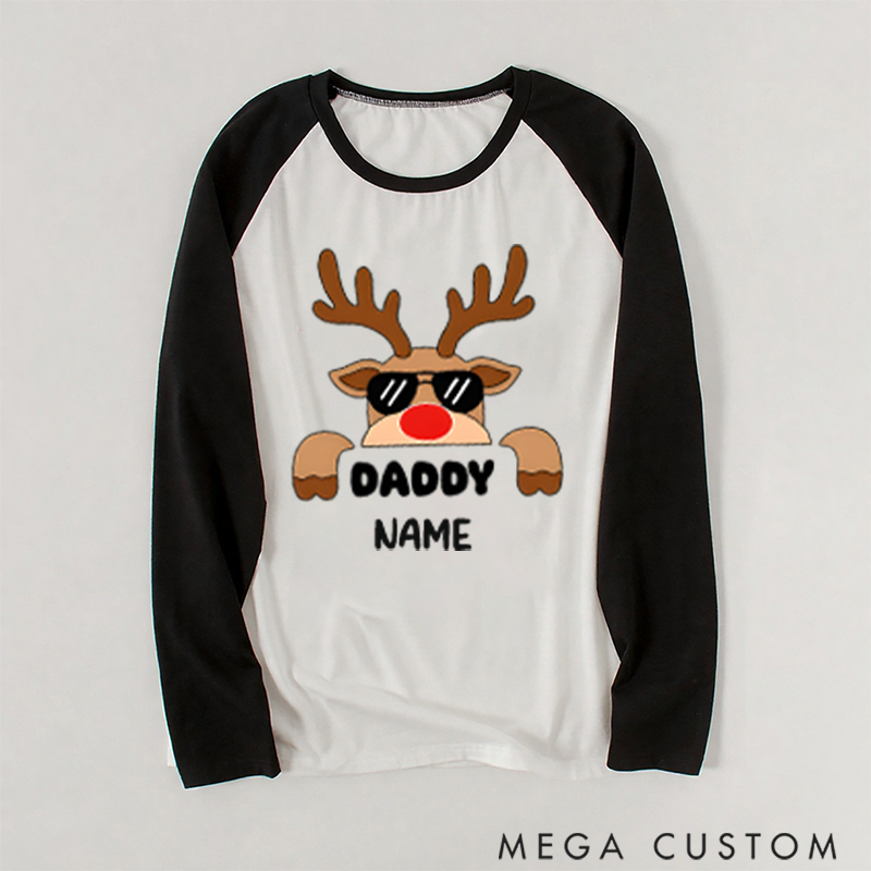 Personalized Christmas Cartoon Elk Pattern Design Family Matching Pajamas