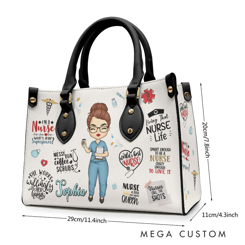 Personalized Leather Handbag Custom Living That Nurse Life Design Handbag Nurse Gift