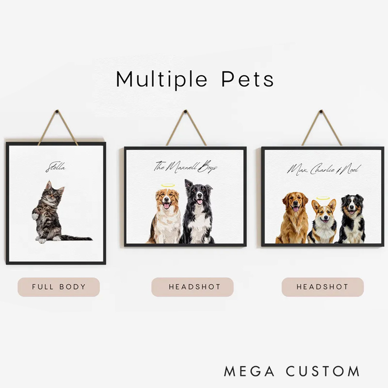 Personalized Watercolor Style Wall Art For Dog and Cat Lovers Poster Without Frame Custom Art Lover Gift Custom Pet Portrait