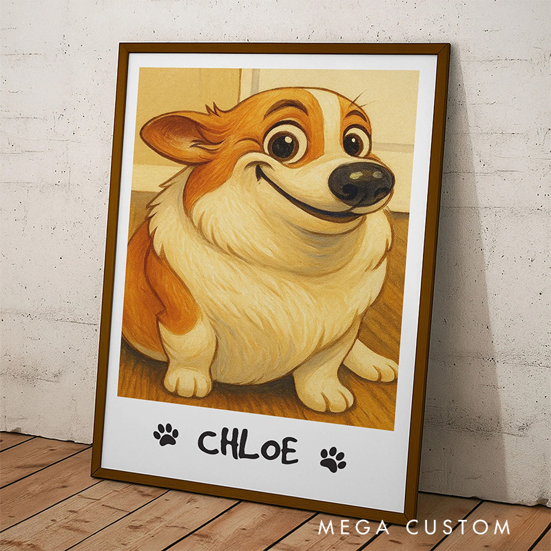 Personalized Caricature Cute Cartoon Style Wall Art For Dog and Cat Lovers Poster Without Frame Custom Art Lover Gift Custom Pet Portrait