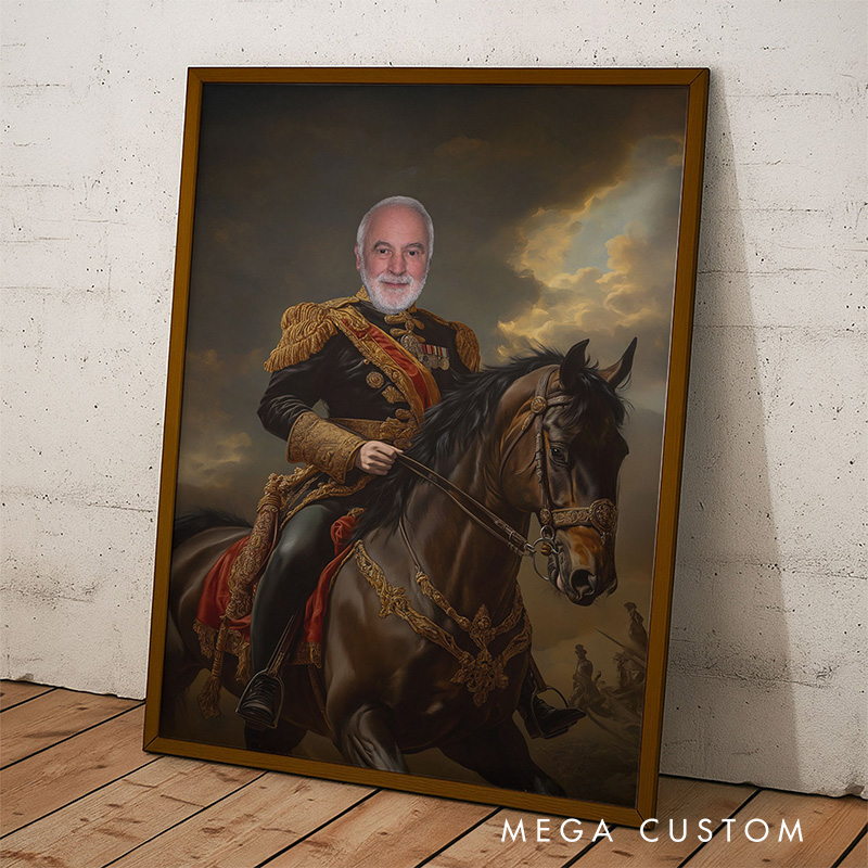 Personalized Royal Painting Style Wall Art For Father Grandpa Poster Without Frame Custom Cartoon Art Lover Gift Custom Portrait