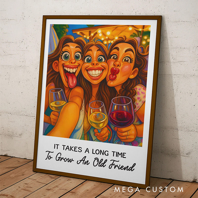 Personalized Caricature Funny The BFF Print Wall Art For Friends Besties Poster Without Frame Custom Art Lover Gift Custom Portrait