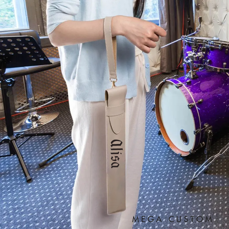 Personalized Drumstick Holder Leather Drumstick Bag Pouch Unique Drumstick Case Storage Organizer Custom Drum Stick Bag Gift for Drummer