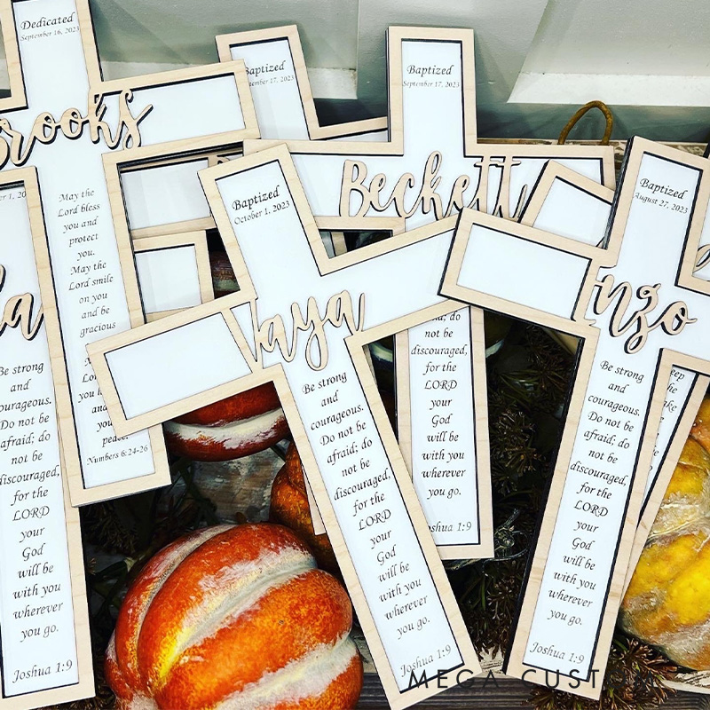 Personalized Baptism Wood Cross with Name Occasion Date and Bible Verse Home Decor Religious Gifts for Christian Dedication Gift Christening Giftfts for Christian Baptism Gift for Home Decor