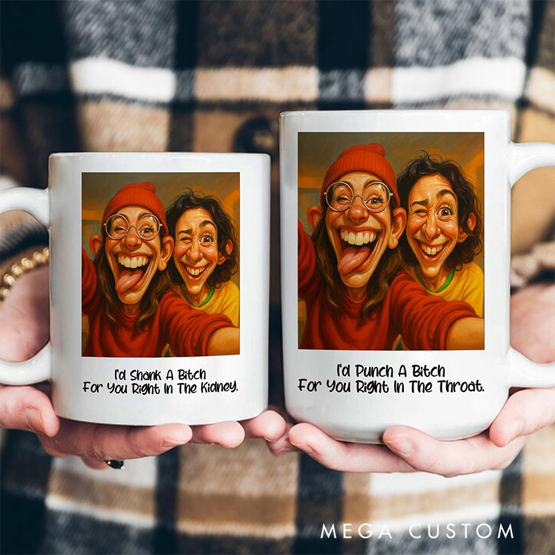 Personalized Caricature Best Friends Photo Art Mug For BFF Mug with Photo Custom Art Lover Gift Custom Portrait