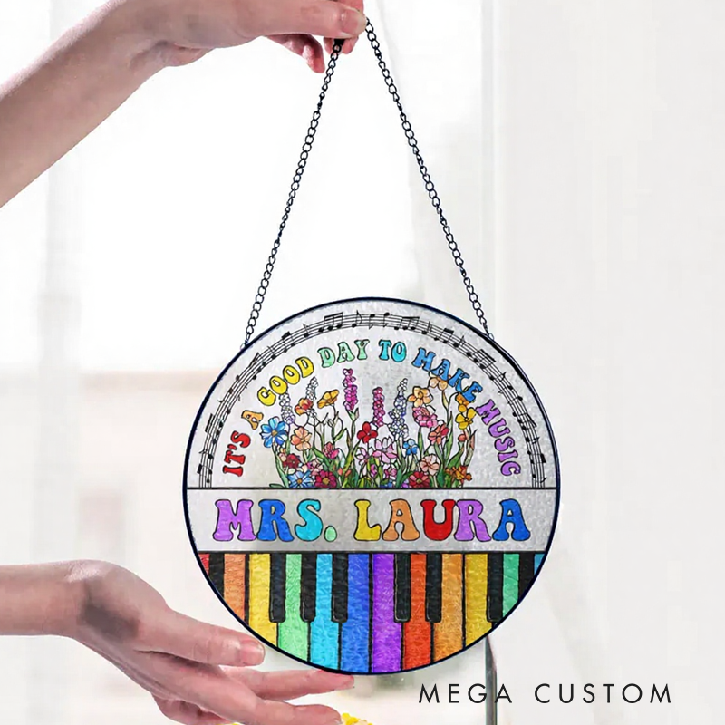 Personalized Name Music Stained Glass Suncatcher Music Lover Gift