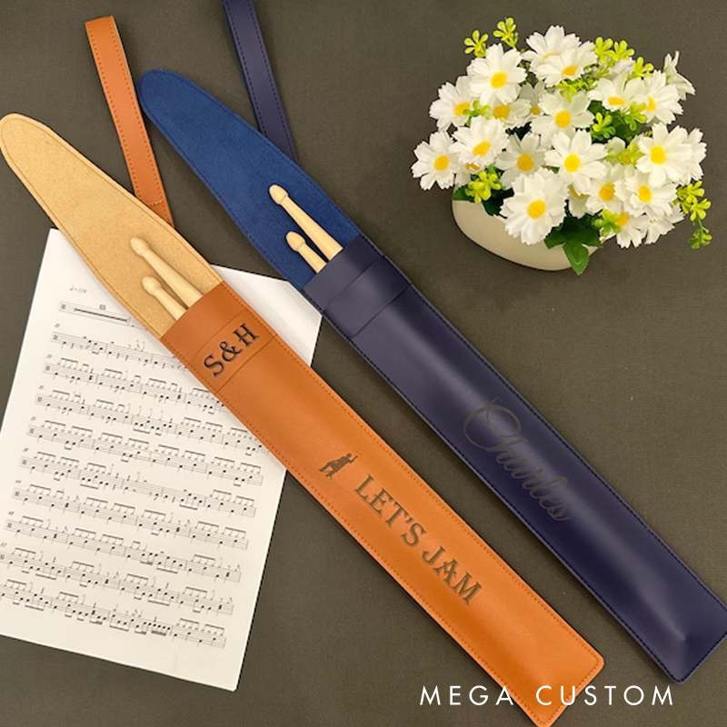 Personalized Leather Drumstick Bag Custom Musician Drummer Gift