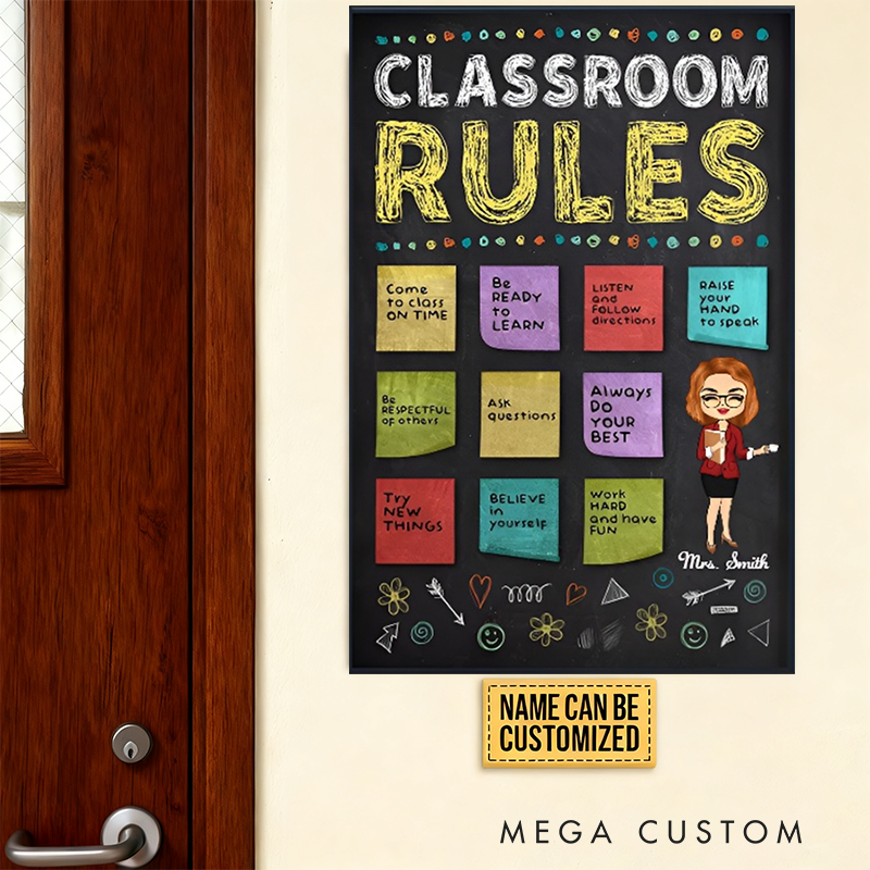 Personalized Teacher Poster Print Gift Classroom Rules Design Home Classroom Wall Art Unique Gift for Teachers