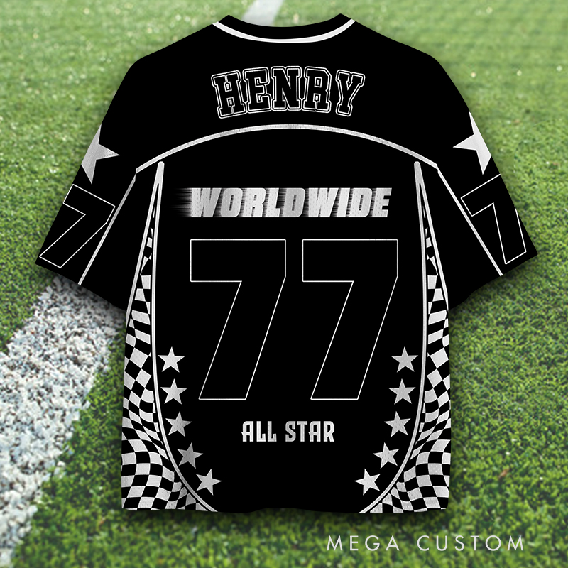 Personalized All Star Sports Jersey with Customizable Name and Number 