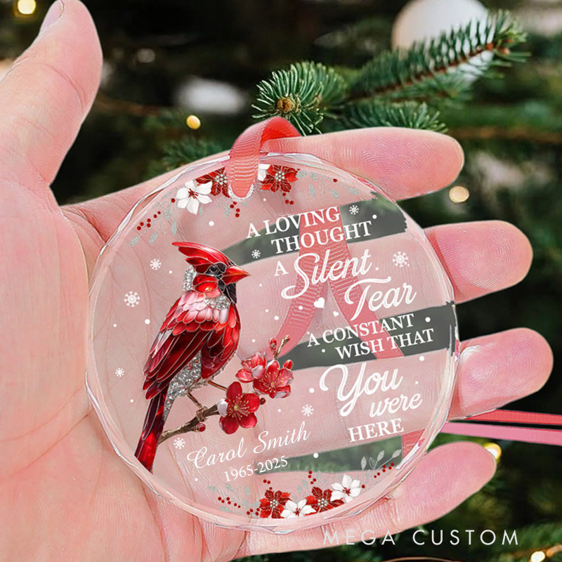 Personalized Memorial Ornament Christmas Glass Circle Ornament Sympathy Gift for Loss of Loved One