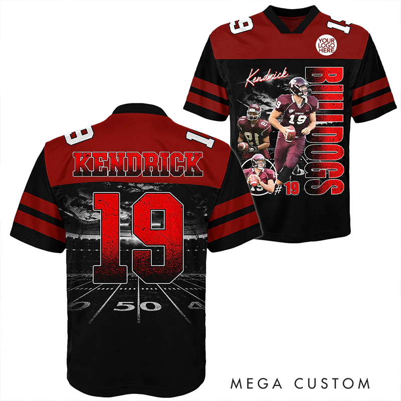 Personalized American Football Jersey Custom Design with Photo, Name, Number, and Team Style