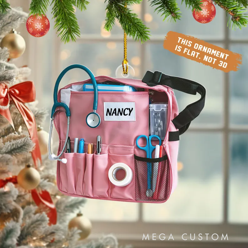 Personalized Nurse Bag Essentials Christmas Ornament Custom Name Acrylic Ornament Christmas Gift for Nurse