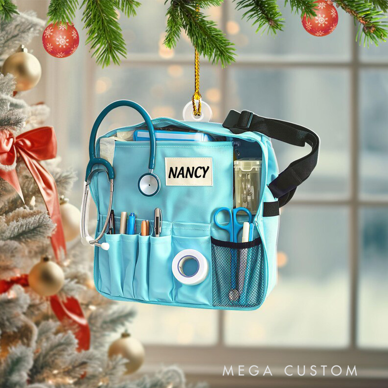 Personalized Nurse Bag Essentials Christmas Ornament Custom Name Acrylic Ornament Christmas Gift for Nurse