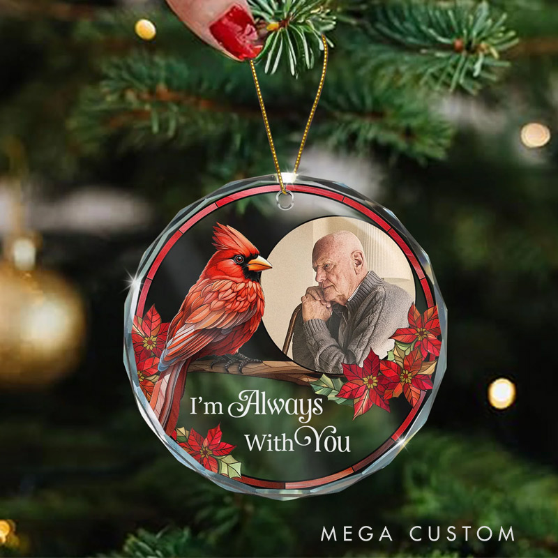 Personalized Glass Photo Ornament Memorial Christmas Ornament  Sympathy Gift for Loss of Loved One