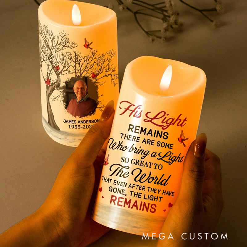 Personalized Photo LED Candle Memorial There Are Some Who Bring A Light So Great To The World Sympathy Gift
