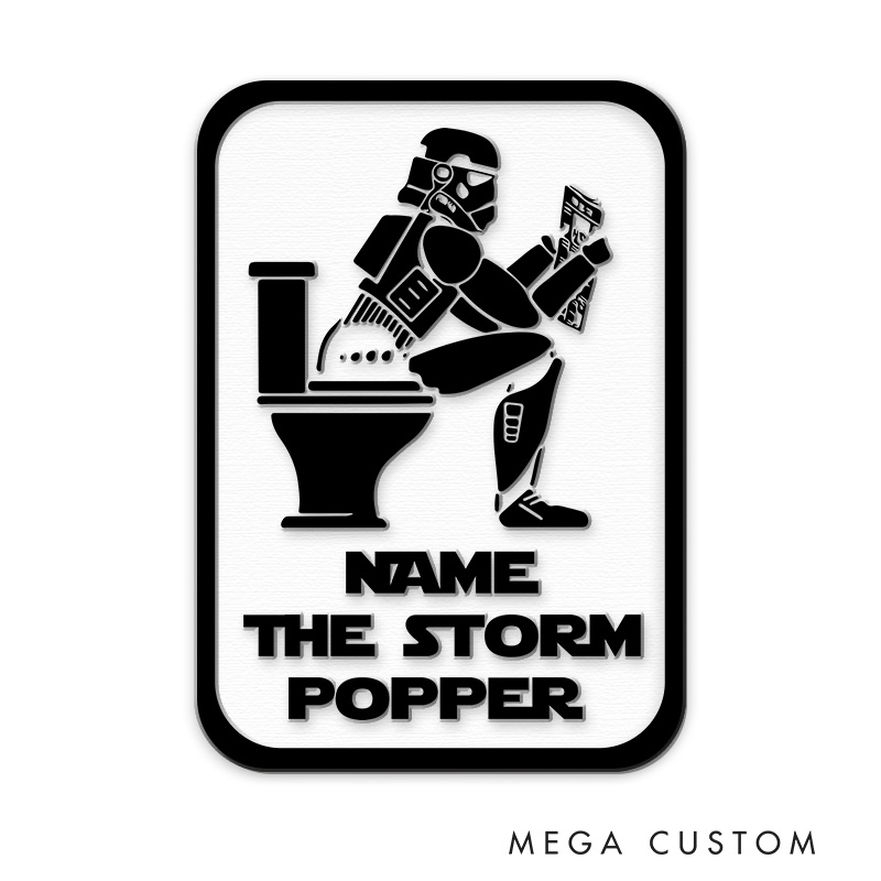 Personalized Storm Popper 3D Printed Bathroom Sign Funny Geek Room Sign for Movie Lovers