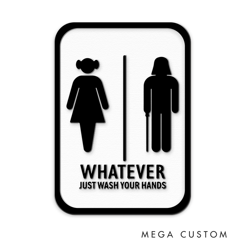 Personalized Neutral Galaxy 3D Printed Bathroom Sign Funny Acrylic Room Sign for Movie Lovers