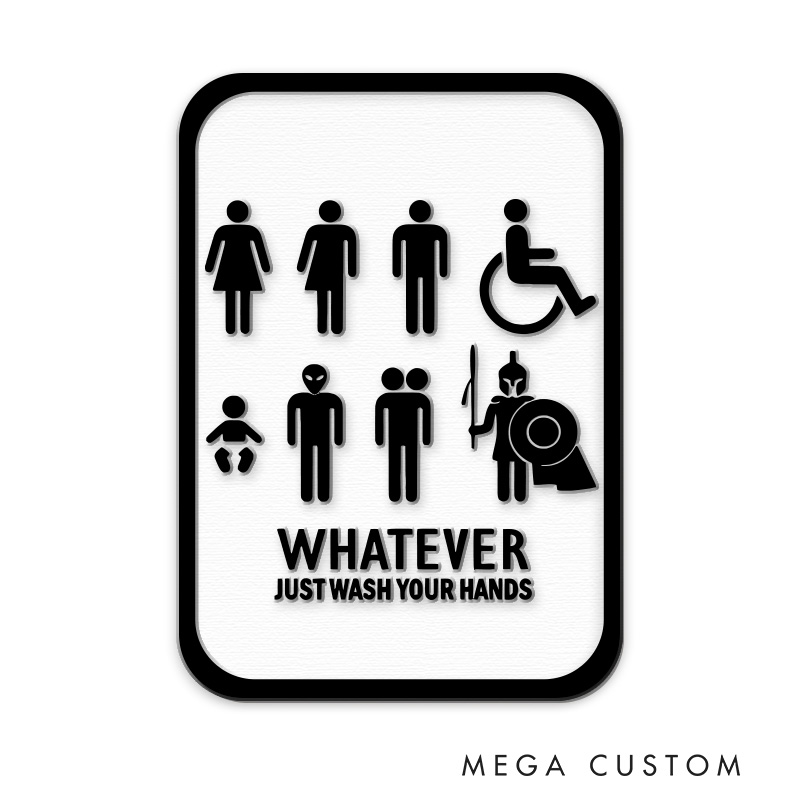 Personalized Ultimate Neutral 3D Printed Bathroom Sign Funny Acrylic Room Sign for Movie Lovers