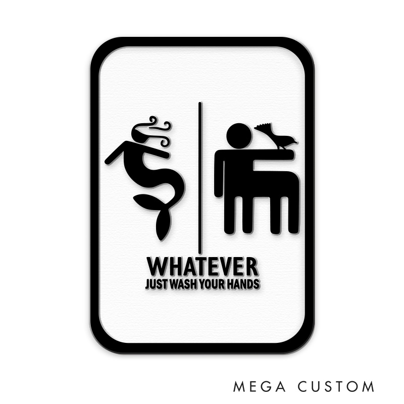 Personalized Mermaid and Pirate 3D Printed Bathroom Sign Funny Acrylic Room Sign for Movie Lovers