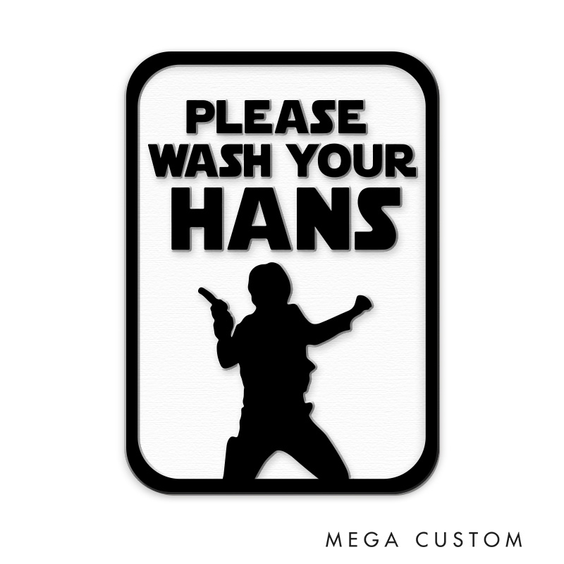 Personalized Wash Your Hans 3D Printed Bathroom Sign Funny Acrylic Room Sign for Movie Lovers