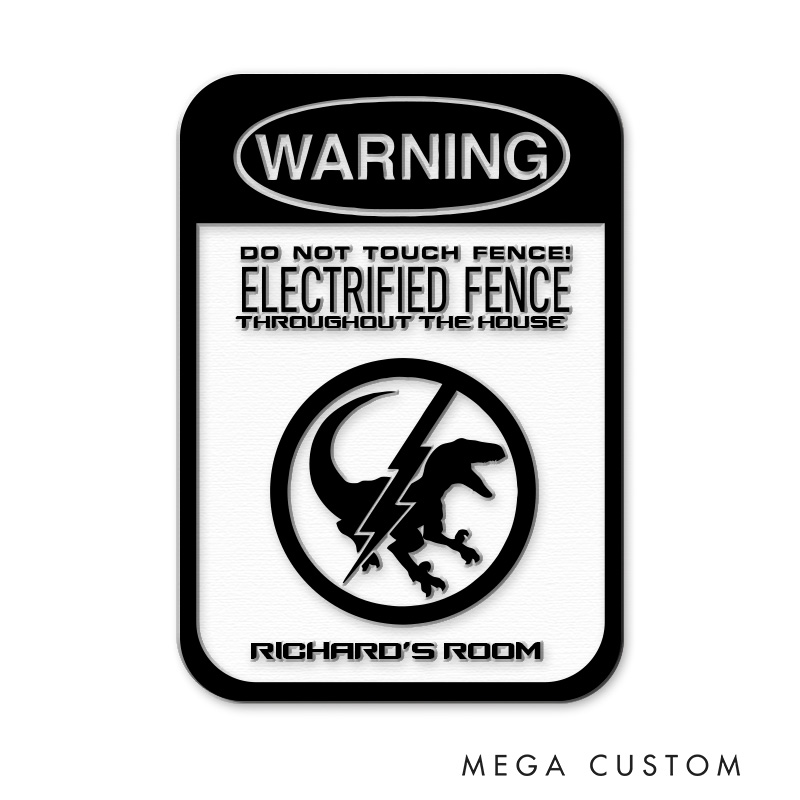 Personalized Electrified Fence 3D Printed Room Sign Funny Geek Room Sign for Movie Lovers