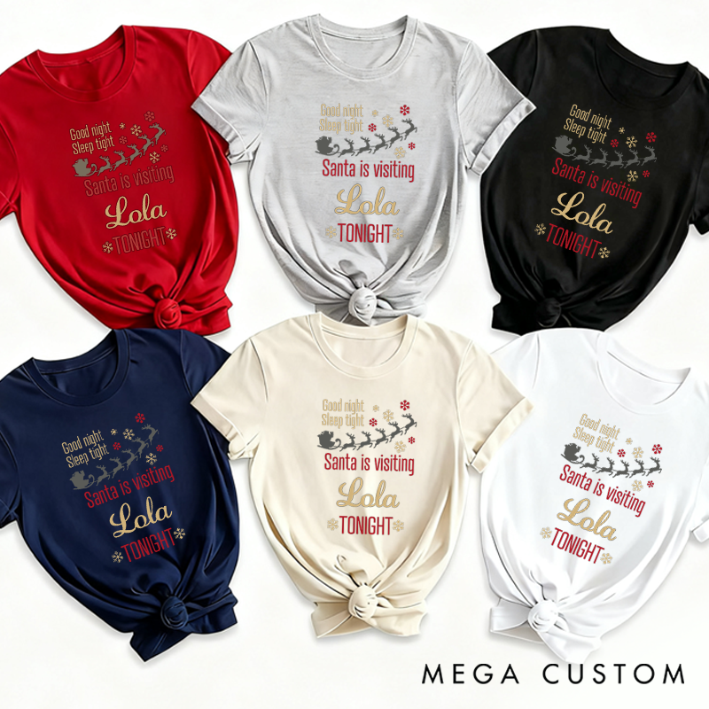 Personalized Christmas Gift Santa's Visit Anticipation Family Matching T-Shirts