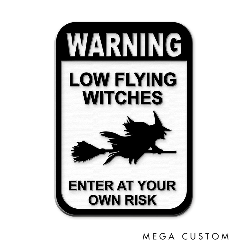 Personalized Low Flying Witches 3D Printed Room Sign Funny Acrylic Room Sign for Movie Lovers