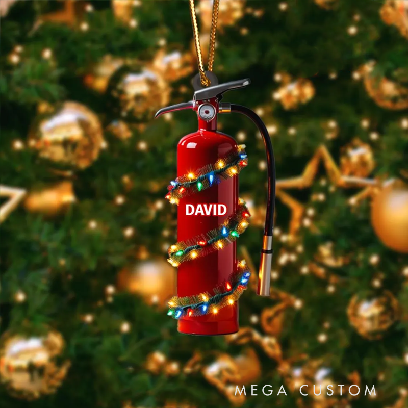 Personalized Fire Extinguisher Christmas Acrylic Ornament Gift for Firefighters