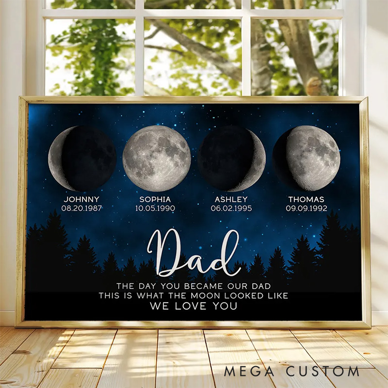 Personalized This Is What The Moon Looked Like Wall Art For Dad Grandpa Poster Without Frame Custom Birth Moon Art Lover Gift