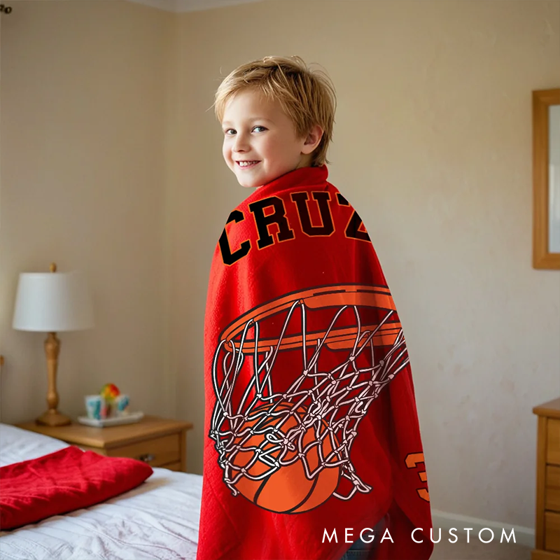 Personalized Basketball Blanket with Custom Name and Number