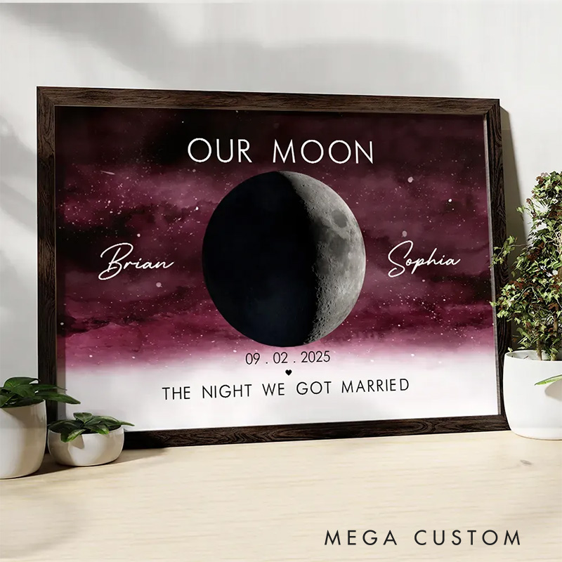 Personalized Moon Phase Our Moon The Start Wall Art For Couple Anniversary Poster Without Frame Custom Art Lover Gift