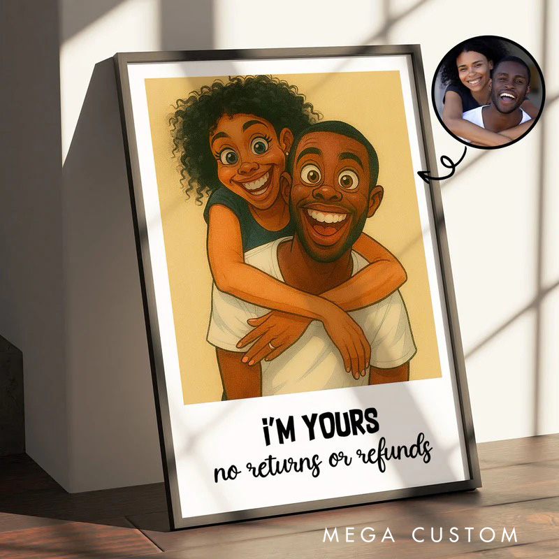 Personalized Caricature Couple Portrait Wall Art For Couples Anniversary Poster Without Frame Custom Art Lover Gift Custom Portrait