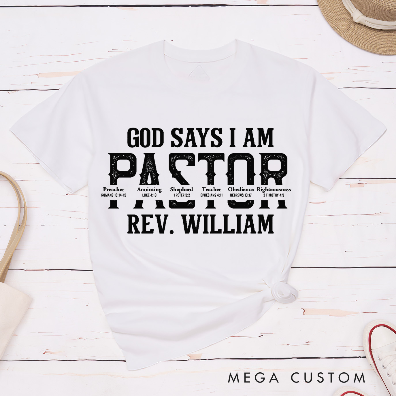 Personalized God Says i am Pastor Classic T-Shirt with Name Unisex T-Shirt Religious Gift for Pastor