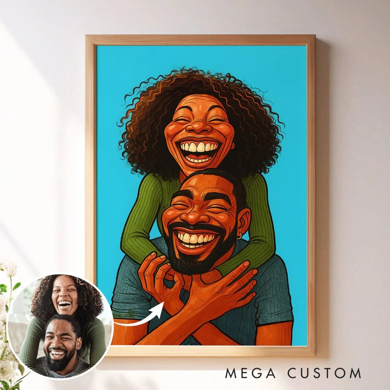 Personalized Hilarious Art Style Couple Portrait Wall Art For Couples Anniversary Poster Without Frame Custom Art Lover Gift Custom Portrait
