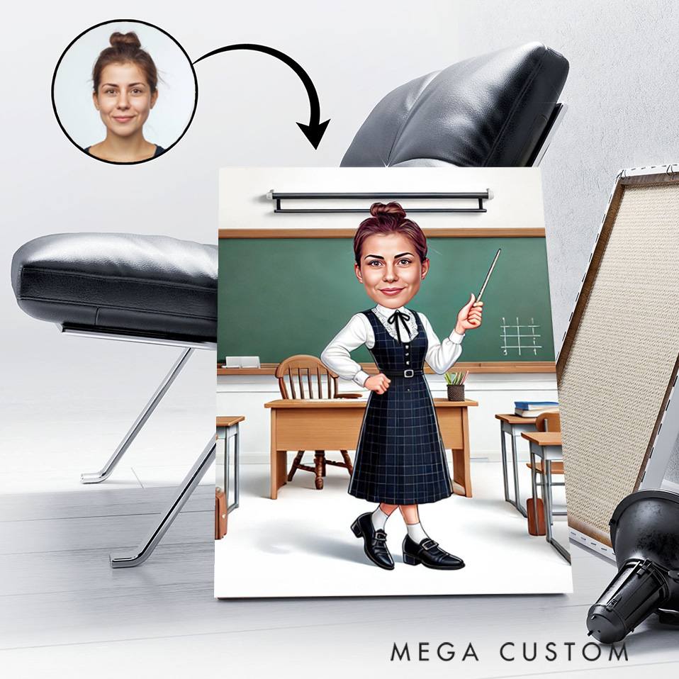 Personalized Teacher Portrait Poster Print Gift Charming Teacher Design Home Classroom Wall Art Unique Gift for Teachers