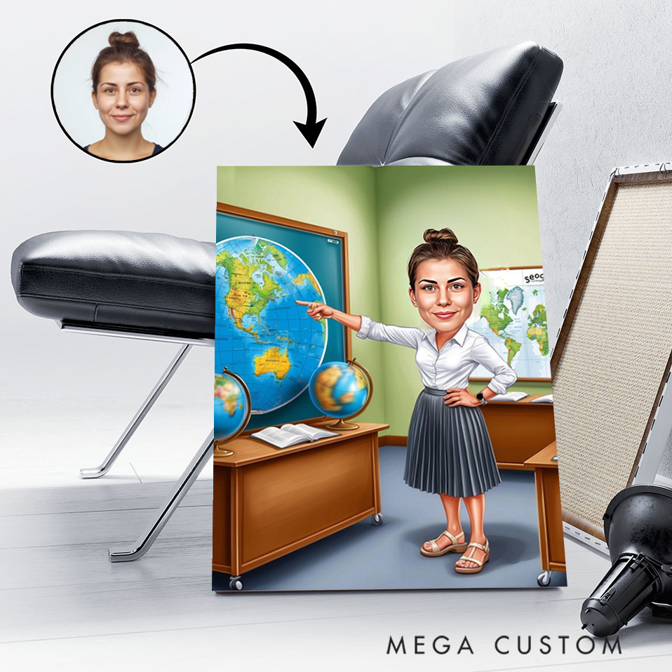 [Copy]Personalized Teacher Portrait Poster Print Gift Teacher in Classroom Design Home Classroom Wall Art Unique Gift for Teachers