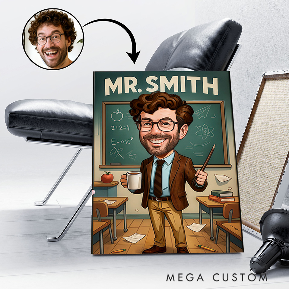 Personalized Teacher Portrait Poster Print Gift Teacher Home Classroom Wall Art Unique Gift for Teachers