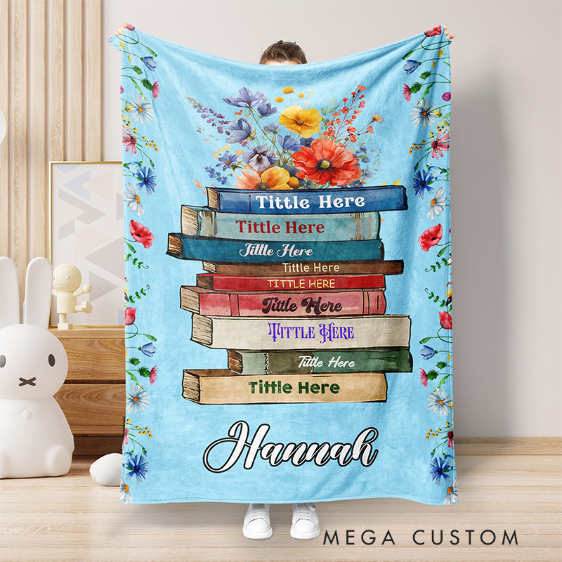 Personalized Book Name Throw Blanket Book Floral Blanket with Name Floral Blanket Gift For Book Lover Librarian Gift Birthday Gift