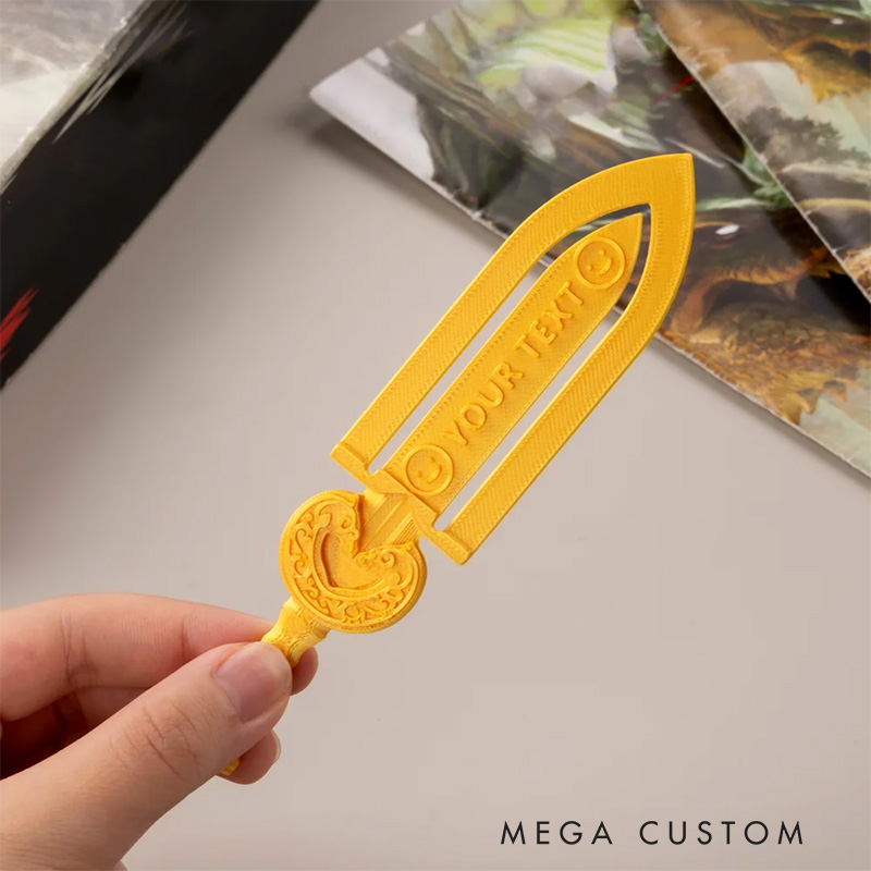 Personalized 3D Sword Text Bookmark Reading Supply Birthday Gift for Book Lovers Fantasy Fans