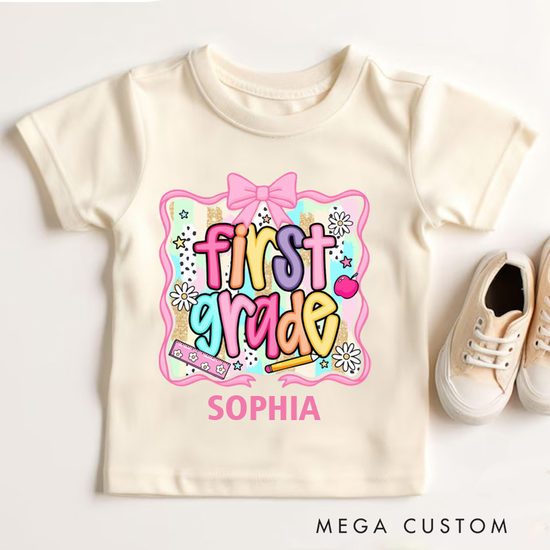 Personalized Preppy Back to School Kids Shirt Custom Name Shirt for Kids Cute Kindergarten Shirt First Day of School Shirt