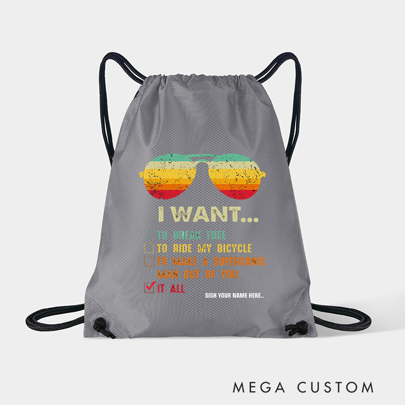 Personalized Retro Style Drawstring Bag Team Sunglasses Sports Backpack Bags for Cycling Lovers