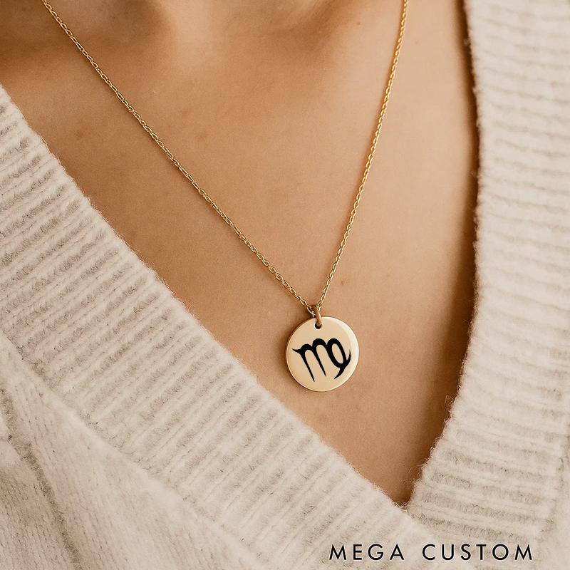 Personalized Engraved Necklace With Name Zodiac Signs Gifts for Women Birthday Gift