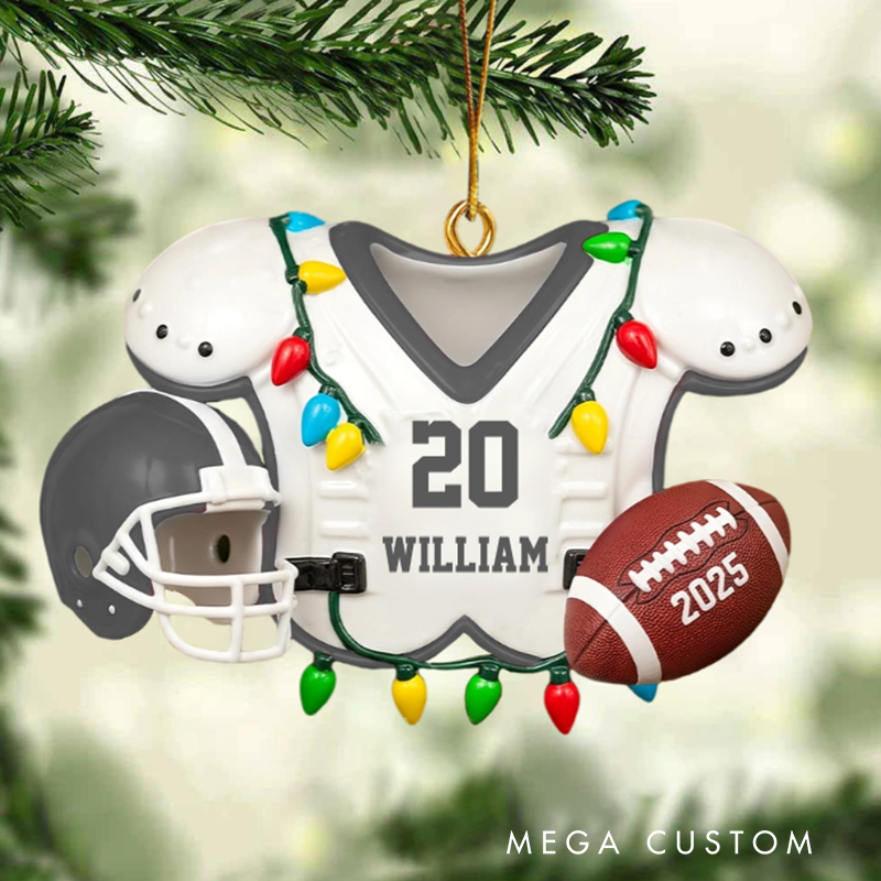 Personalized American Football Ornament with Custom Name and Number
