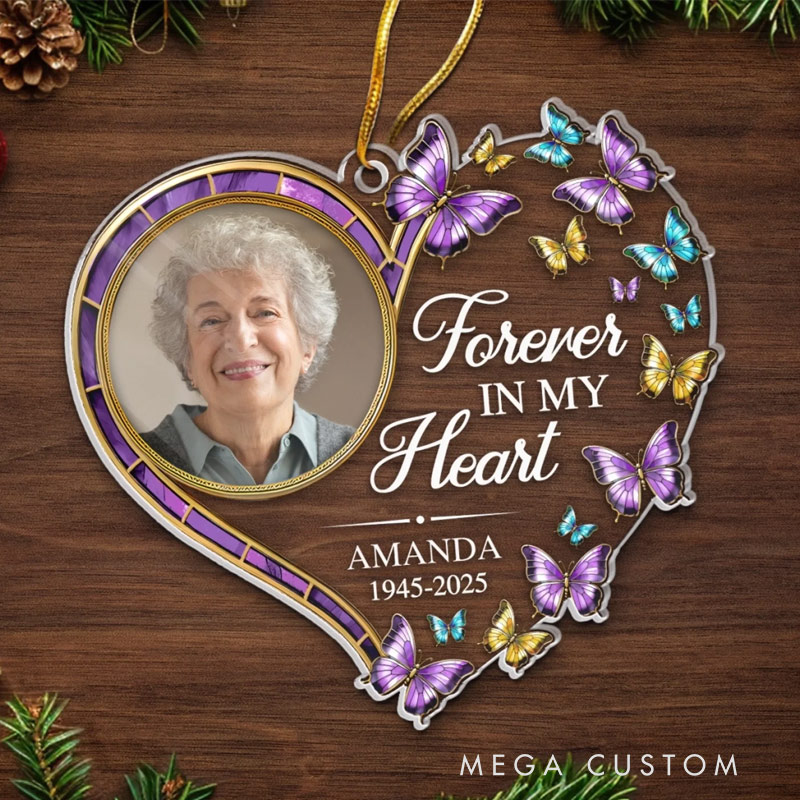 Personalized Christmas Memorial Ornament Custom Photo Acrylic Ornament Sympathy Gifts for Loss of Loved One A Life Cherished Always Remembered