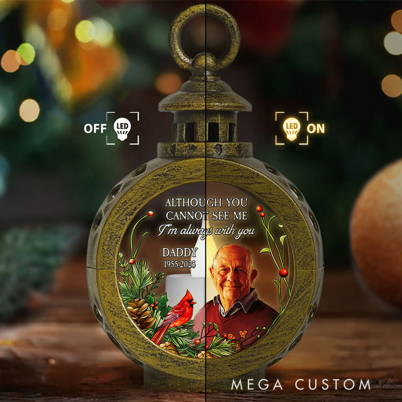Personalized Photo Lantern Night Light Although You Cannot See Me I'm Always With You Sympathy Gift