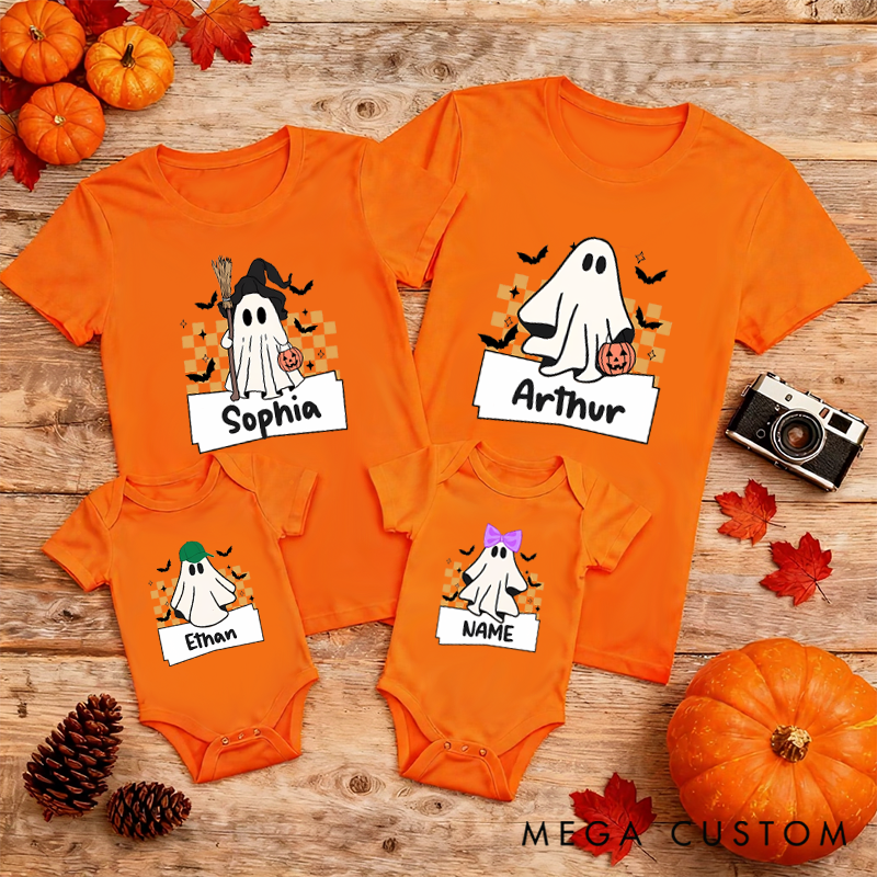 Personalized Cute Halloween Ghost Theme Fun Design Family Matching Outfit